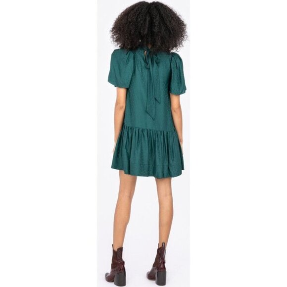 Tanya Taylor Dress 100% Silk Drop Waist Rosie Bottle Green Size XS - Picture 3 of 11